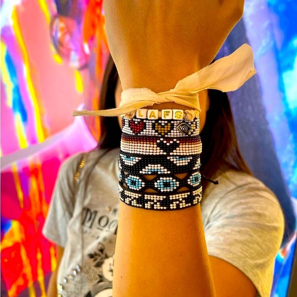 AYOUNIK Black and White Beaded Bracelets (Set of Two) - Picture 9 of 9